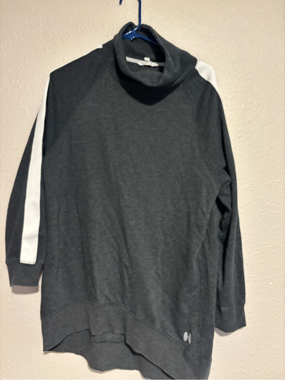Victoria's Secret Charcoal Turtleneck Sweater with White Sleeve Stripe